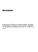 Lenovo A10-70 (English) Important Product Information Guide for Bluetooth Keyboard Cover - Lenovo TAB A10